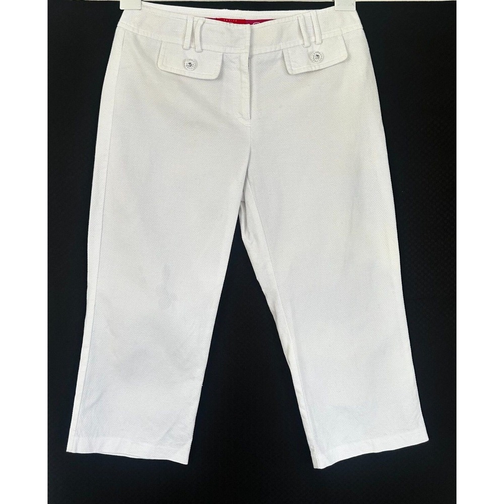 Vintage Oscar De La Renta Pants Womens 6P White Textured Straight Relaxed‎ Fit